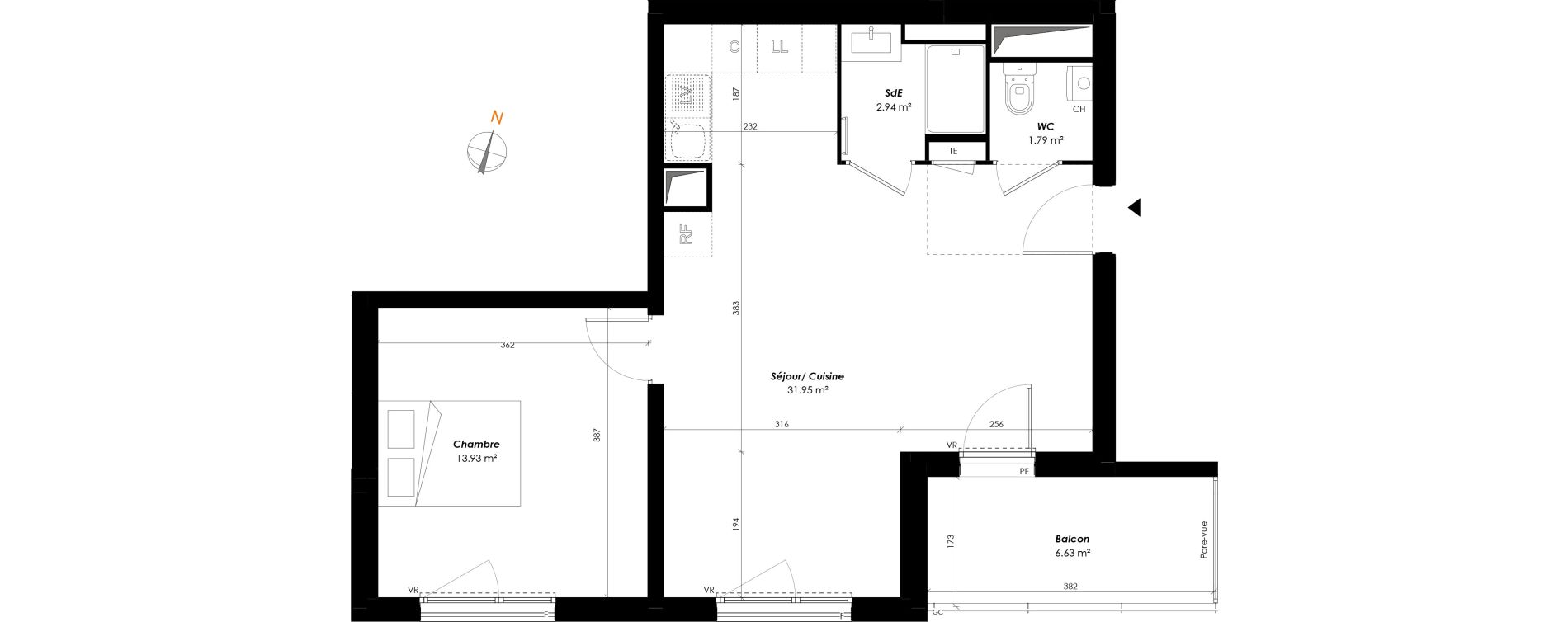 Appartement T2 de 50,61 m2 &agrave; Romainville Centre