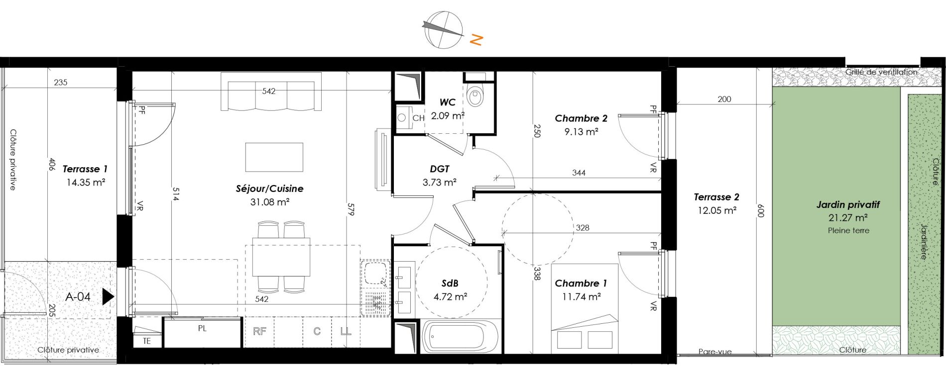 Appartement T3 de 62,49 m2 &agrave; Romainville Centre