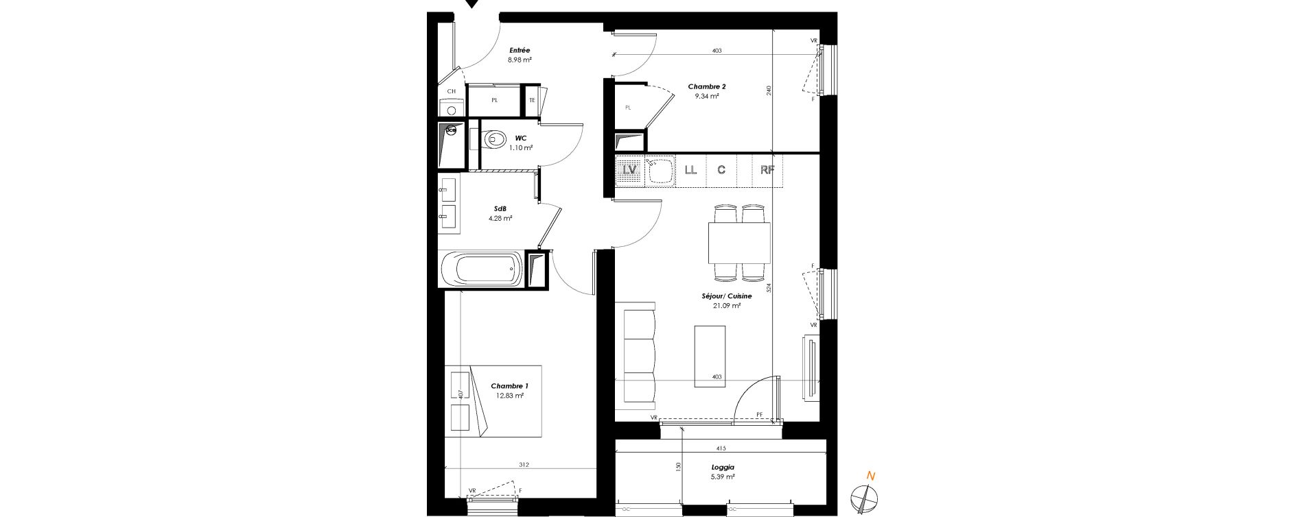 Appartement T3 de 57,62 m2 &agrave; Romainville Centre