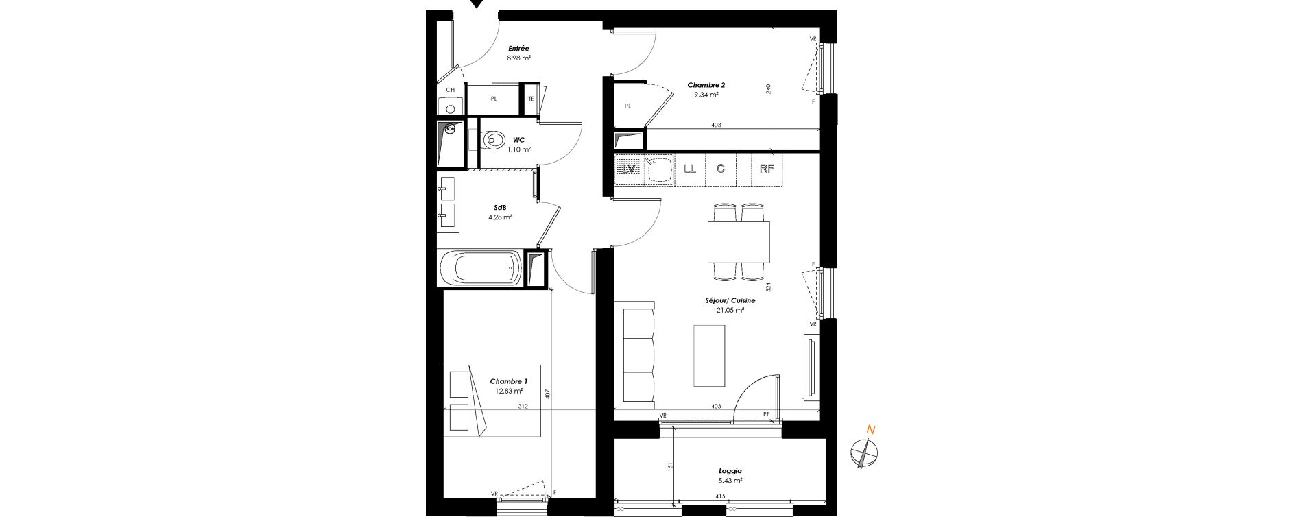 Appartement T3 de 57,58 m2 &agrave; Romainville Centre