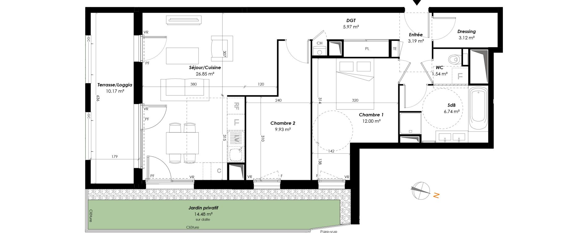 Appartement T3 de 69,34 m2 &agrave; Romainville Centre