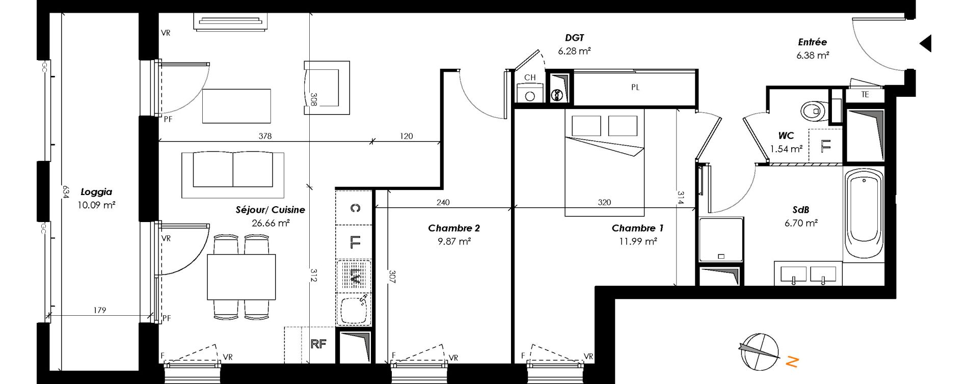 Appartement T3 de 69,42 m2 &agrave; Romainville Centre