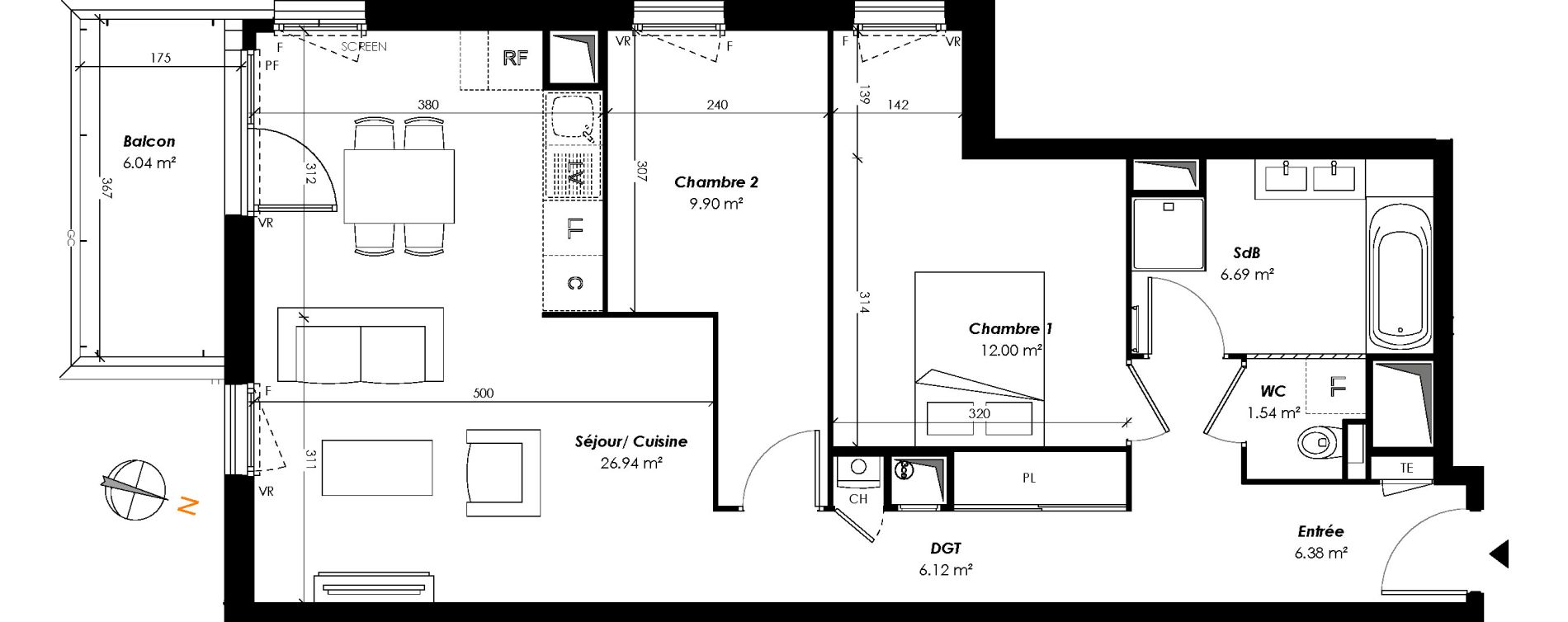 Appartement T3 de 69,57 m2 &agrave; Romainville Centre