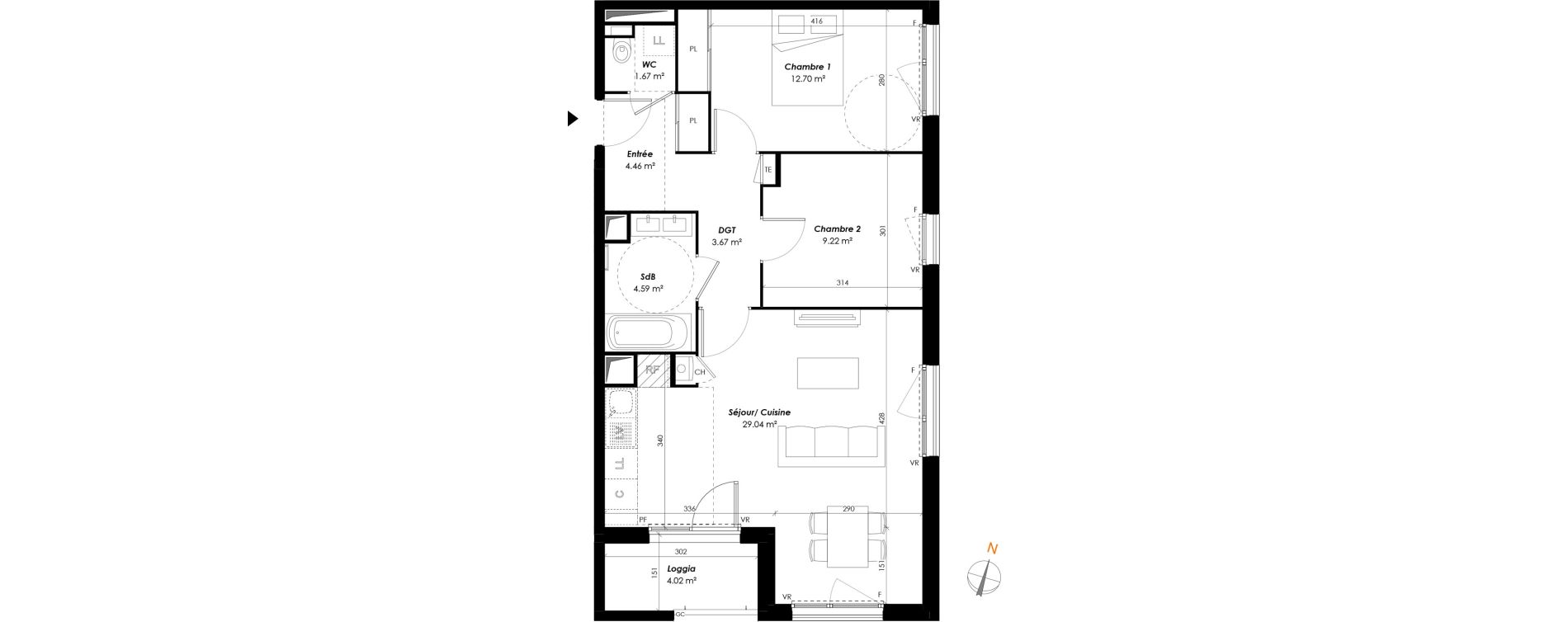 Appartement T3 de 65,35 m2 &agrave; Romainville Centre
