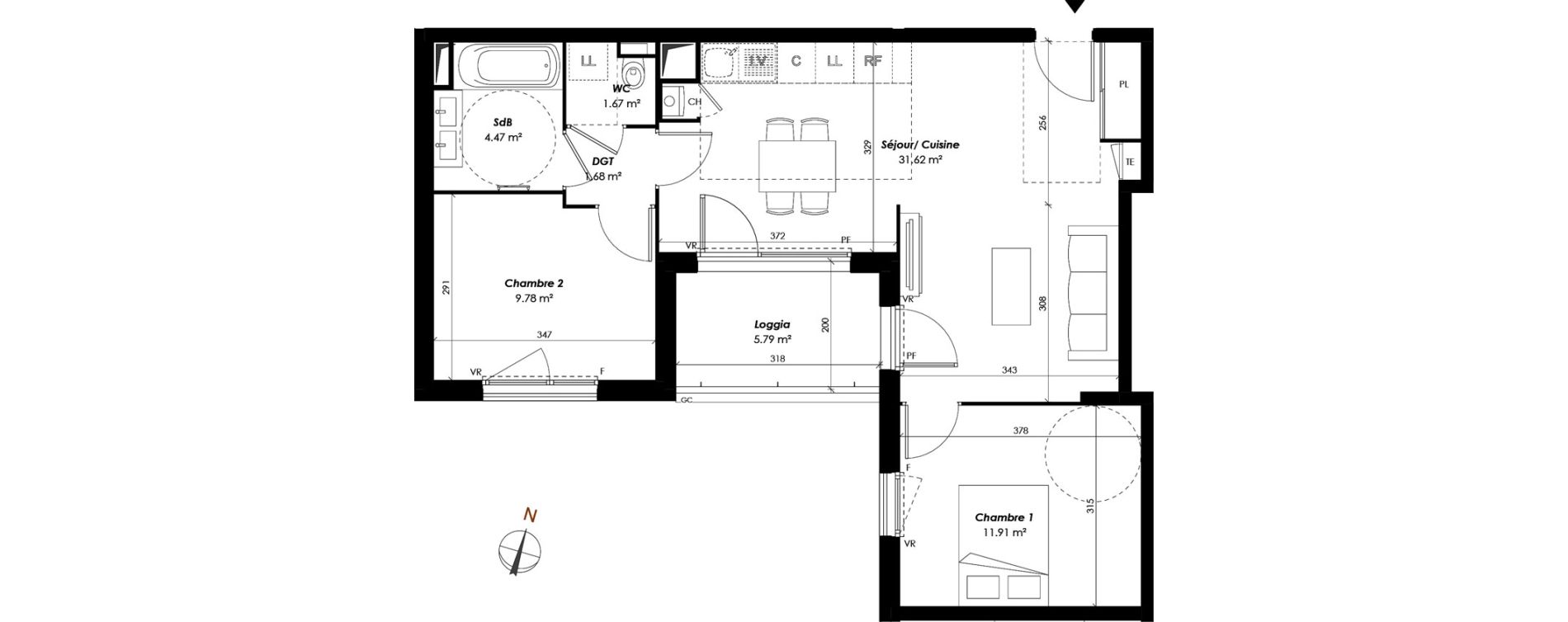 Appartement T3 de 61,13 m2 &agrave; Romainville Centre