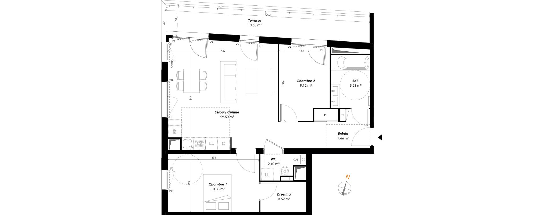 Appartement T3 de 70,26 m2 &agrave; Romainville Centre