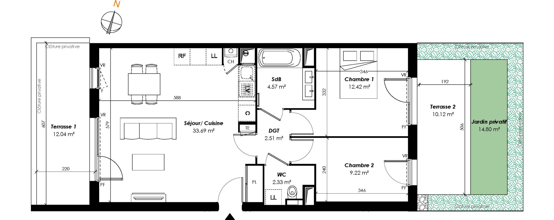 Appartement T3 de 64,74 m2 &agrave; Romainville Centre