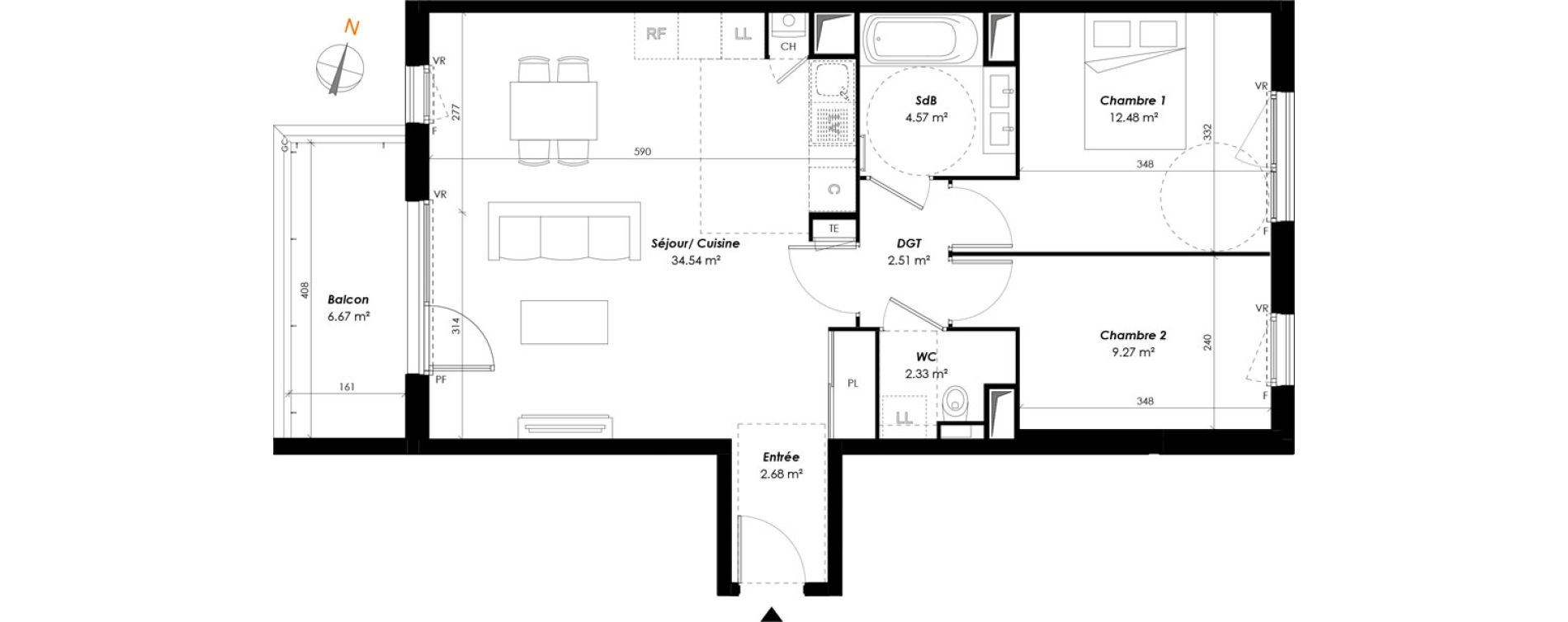 Appartement T3 de 68,38 m2 &agrave; Romainville Centre