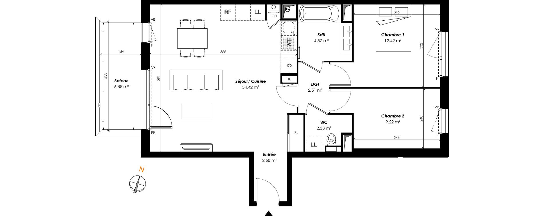Appartement T3 de 68,15 m2 &agrave; Romainville Centre