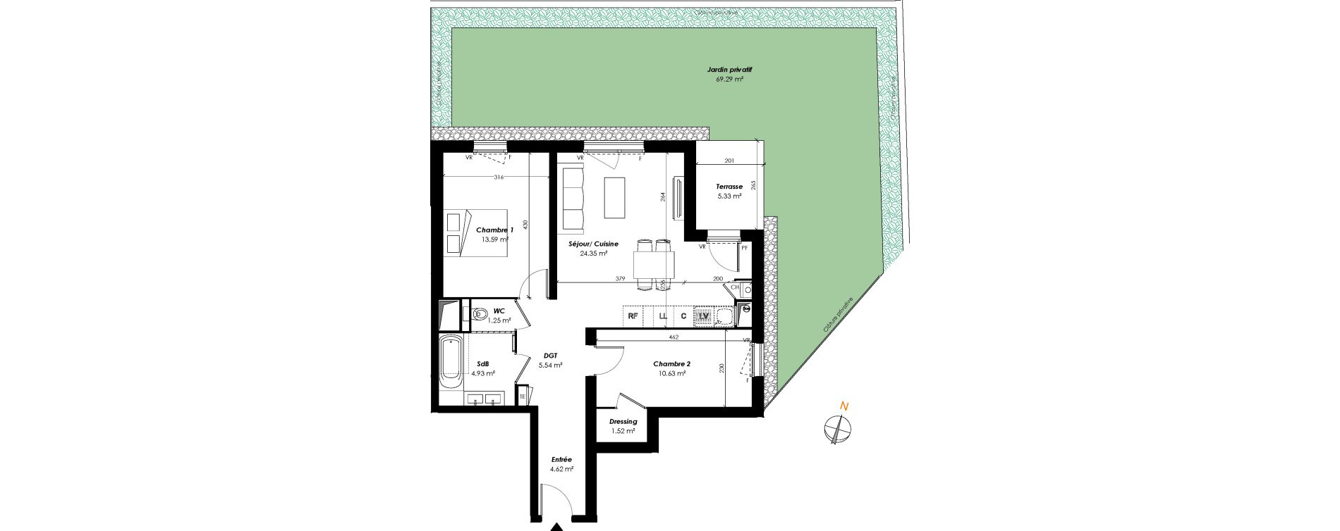 Appartement T3 de 66,43 m2 &agrave; Romainville Centre