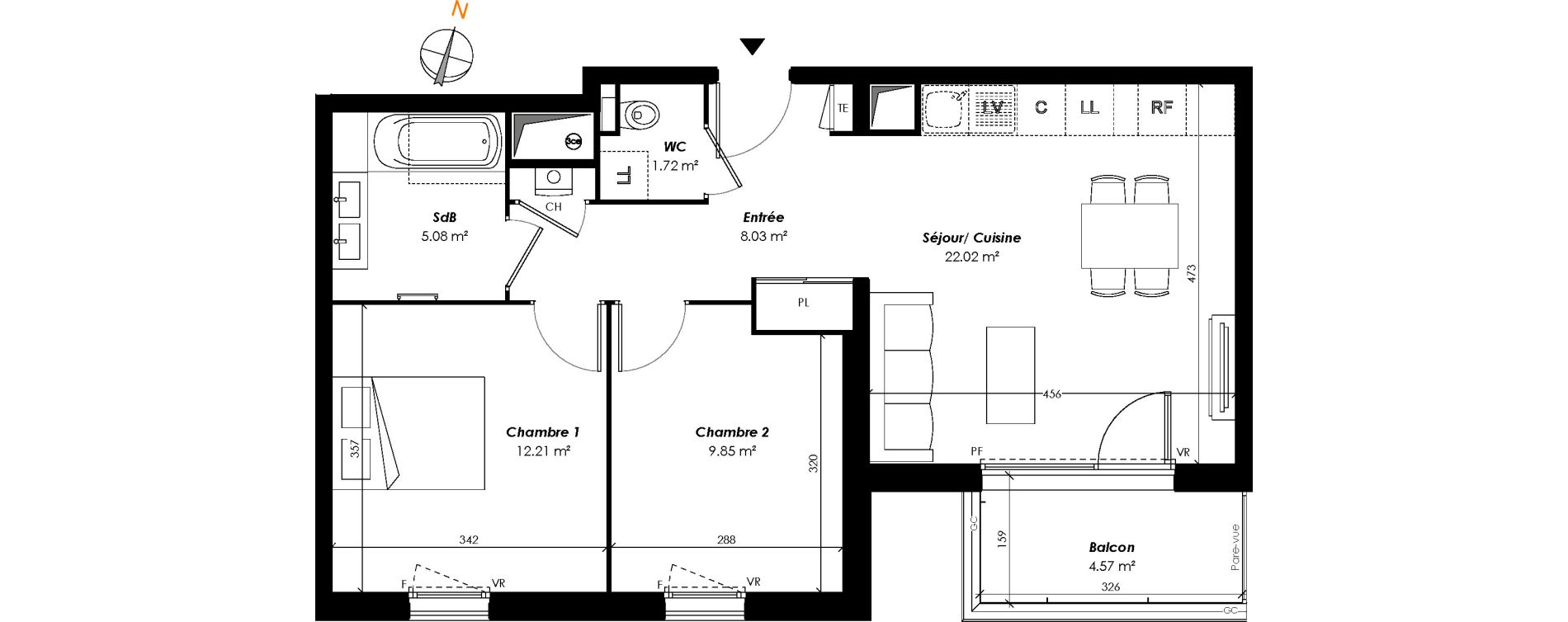 Appartement T3 de 58,91 m2 &agrave; Romainville Centre