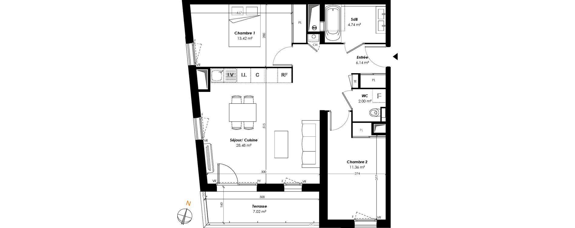 Appartement T3 de 66,14 m2 &agrave; Romainville Centre
