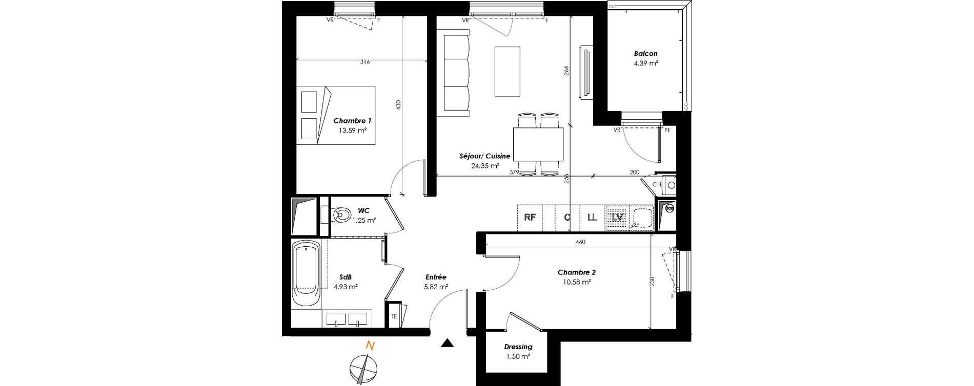 Appartement T3 de 62,02 m2 &agrave; Romainville Centre