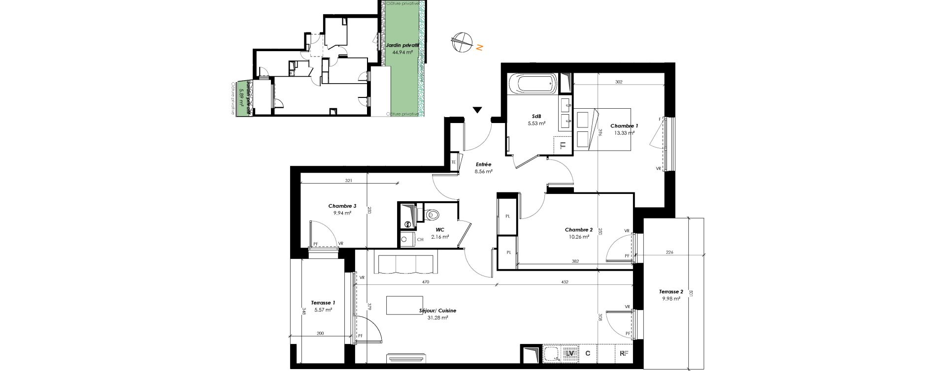 Appartement T4 de 81,06 m2 &agrave; Romainville Centre