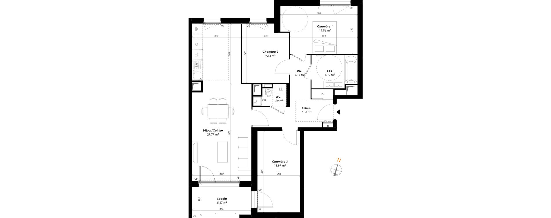 Appartement T4 de 80,41 m2 &agrave; Romainville Centre