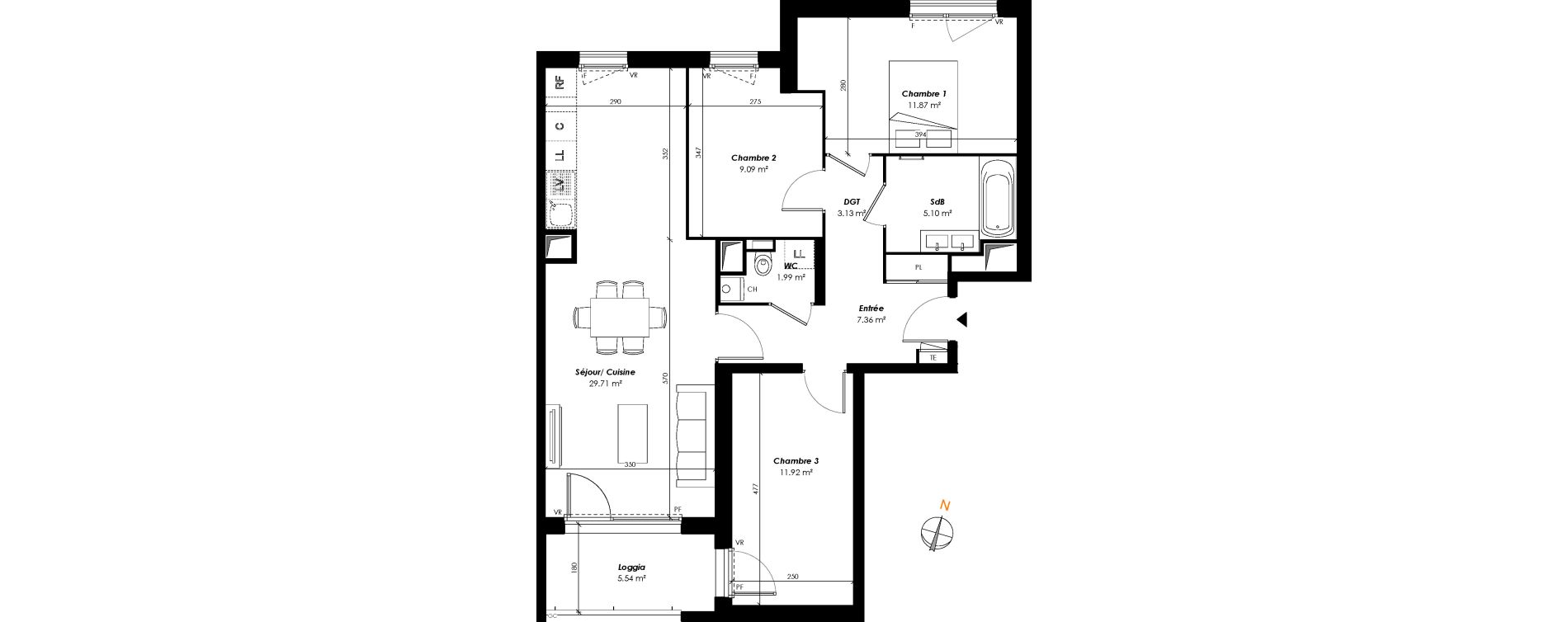 Appartement T4 de 80,17 m2 &agrave; Romainville Centre
