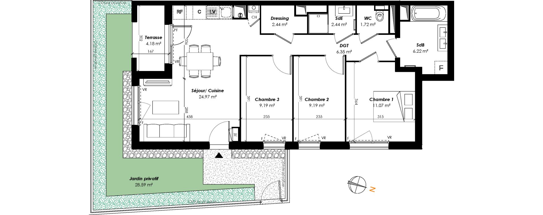 Appartement T4 de 73,59 m2 &agrave; Romainville Centre