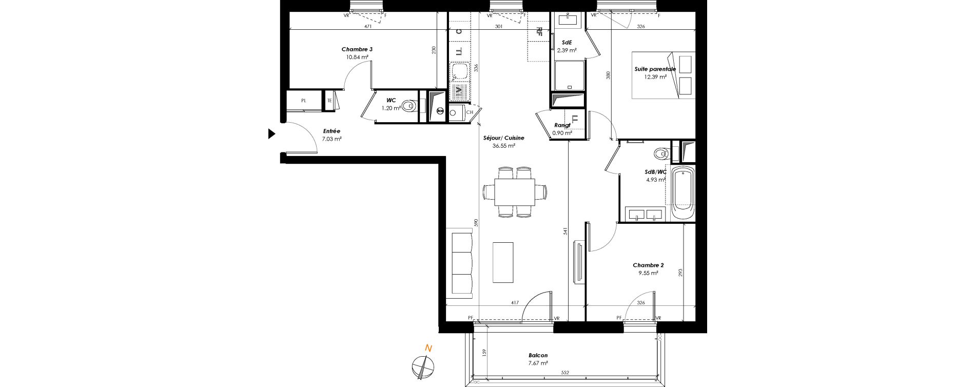 Appartement T4 de 85,78 m2 &agrave; Romainville Centre