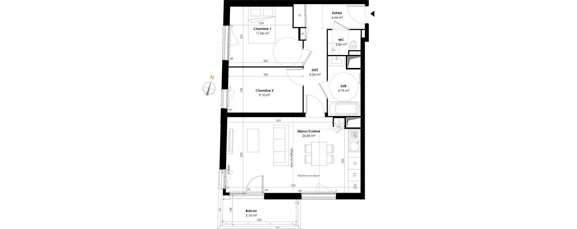 Appartement T3 de 63,74 m2 &agrave; Romainville Centre