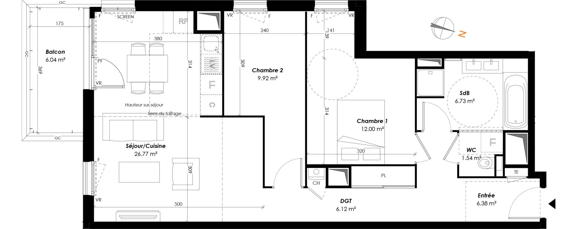Appartement T3 de 69,46 m2 &agrave; Romainville Centre