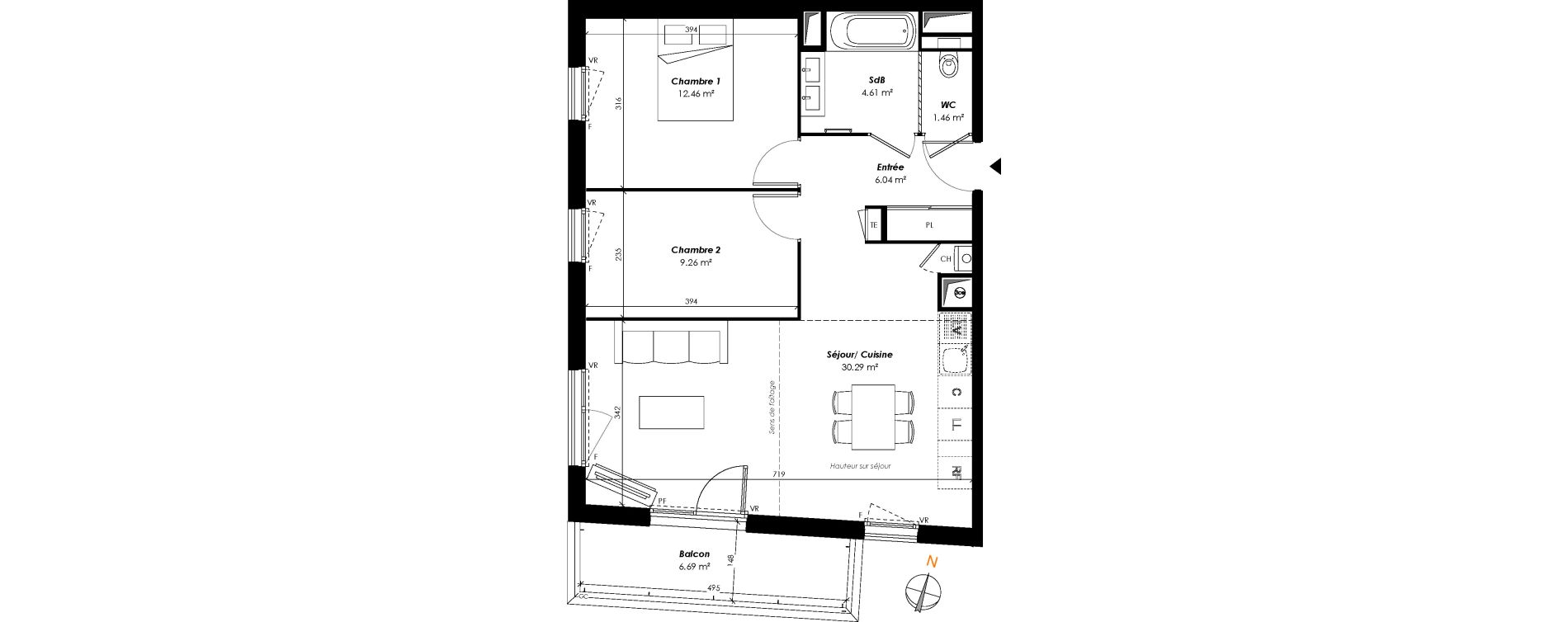 Appartement T3 de 64,12 m2 &agrave; Romainville Centre