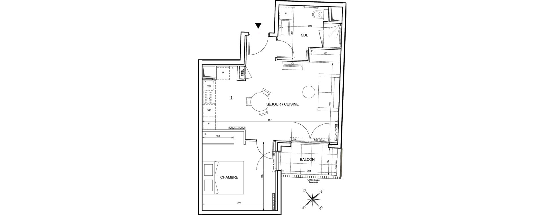 Appartement T2 de 45,59 m2 &agrave; Romainville Centre
