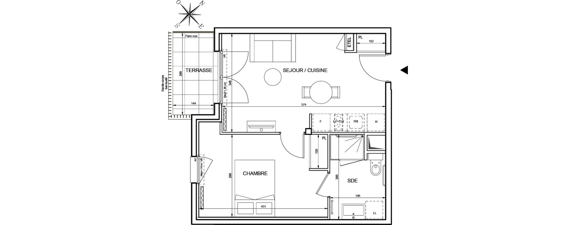 Appartement T2 de 38,27 m2 &agrave; Romainville Centre