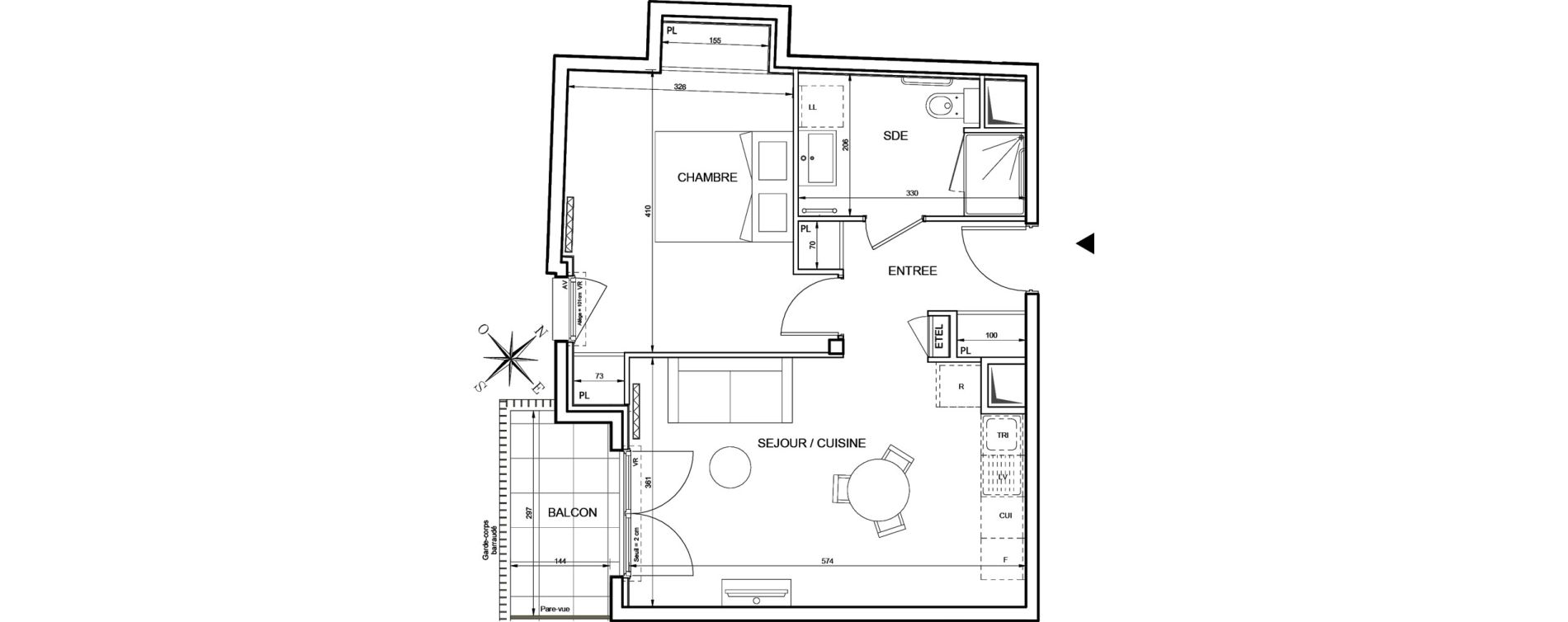 Appartement T2 de 47,25 m2 &agrave; Romainville Centre