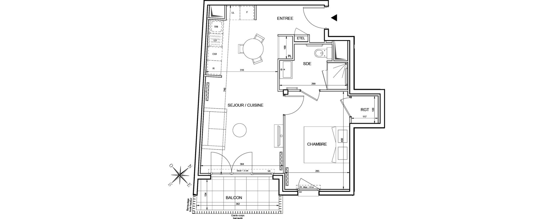 Appartement T2 de 45,92 m2 &agrave; Romainville Centre