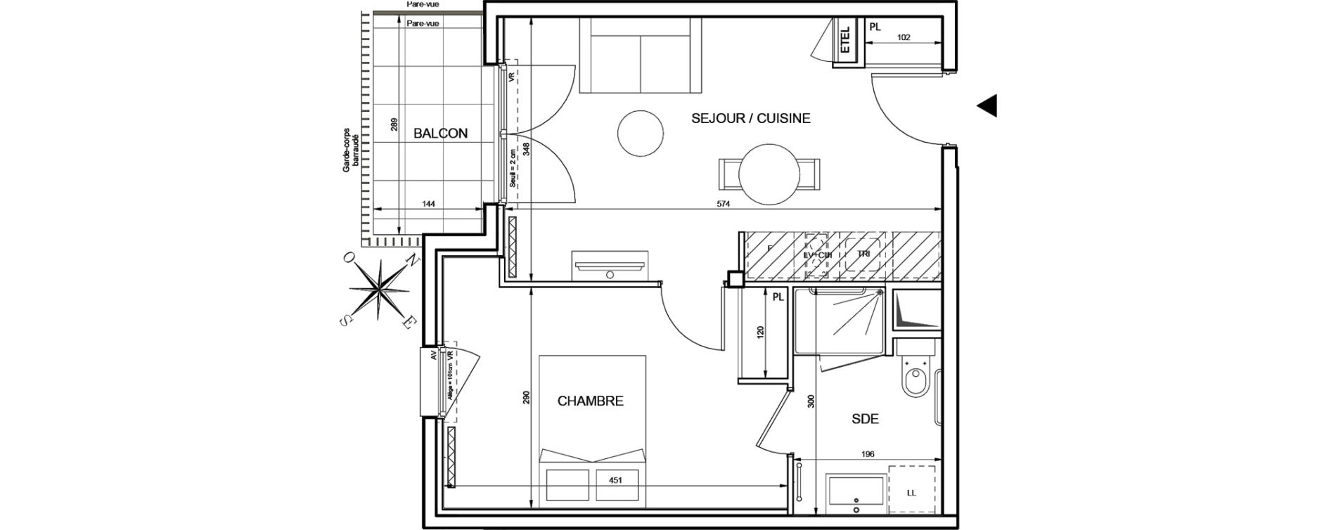 Appartement T2 de 38,21 m2 &agrave; Romainville Centre