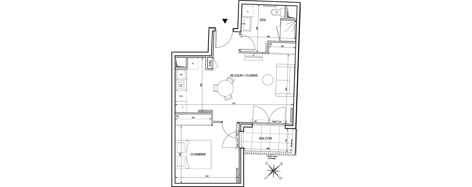 Appartement T2 de 45,59 m2 &agrave; Romainville Centre