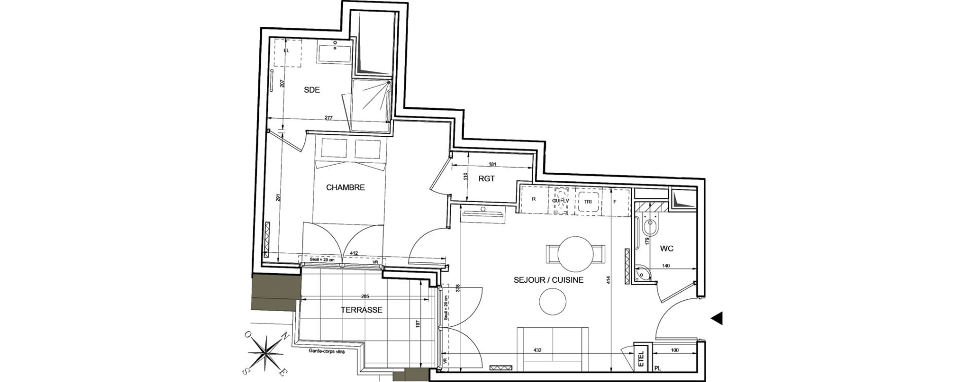 Appartement T2 de 41,02 m2 &agrave; Romainville Centre