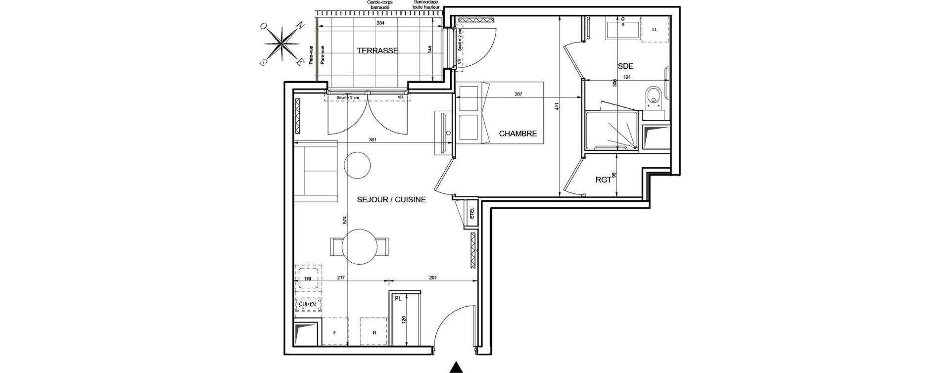 Appartement T2 de 40,69 m2 &agrave; Romainville Centre