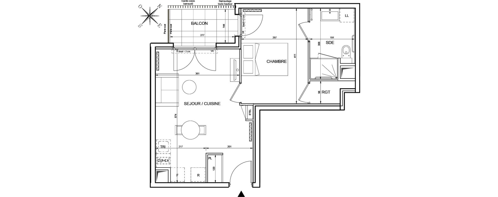 Appartement T2 de 40,58 m2 &agrave; Romainville Centre
