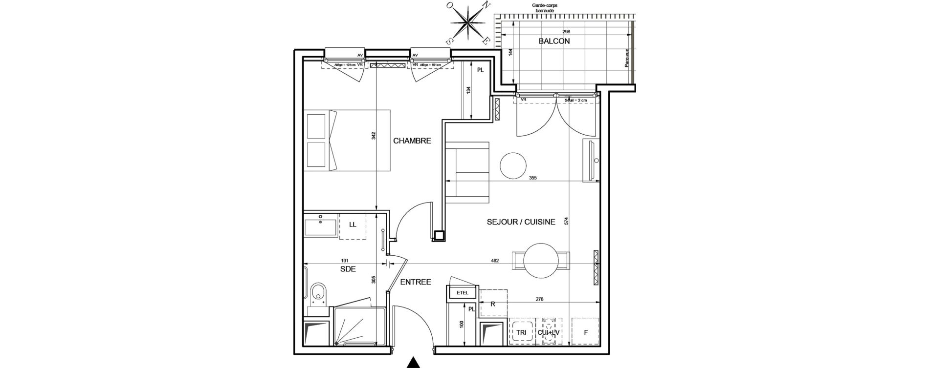 Appartement T2 de 40,42 m2 &agrave; Romainville Centre