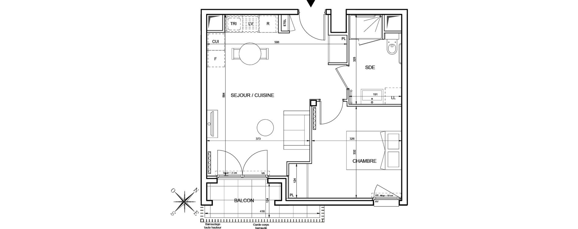 Appartement T2 de 42,03 m2 &agrave; Romainville Centre