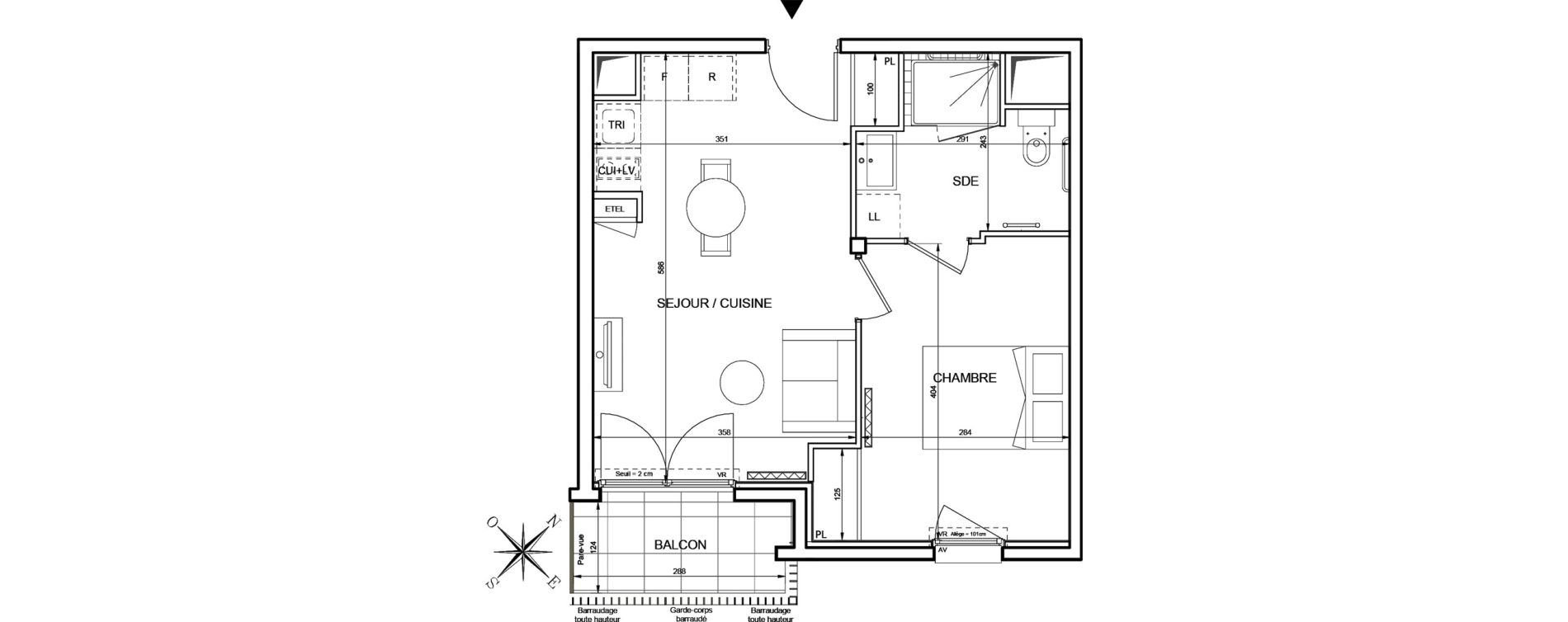 Appartement T2 de 38,54 m2 &agrave; Romainville Centre