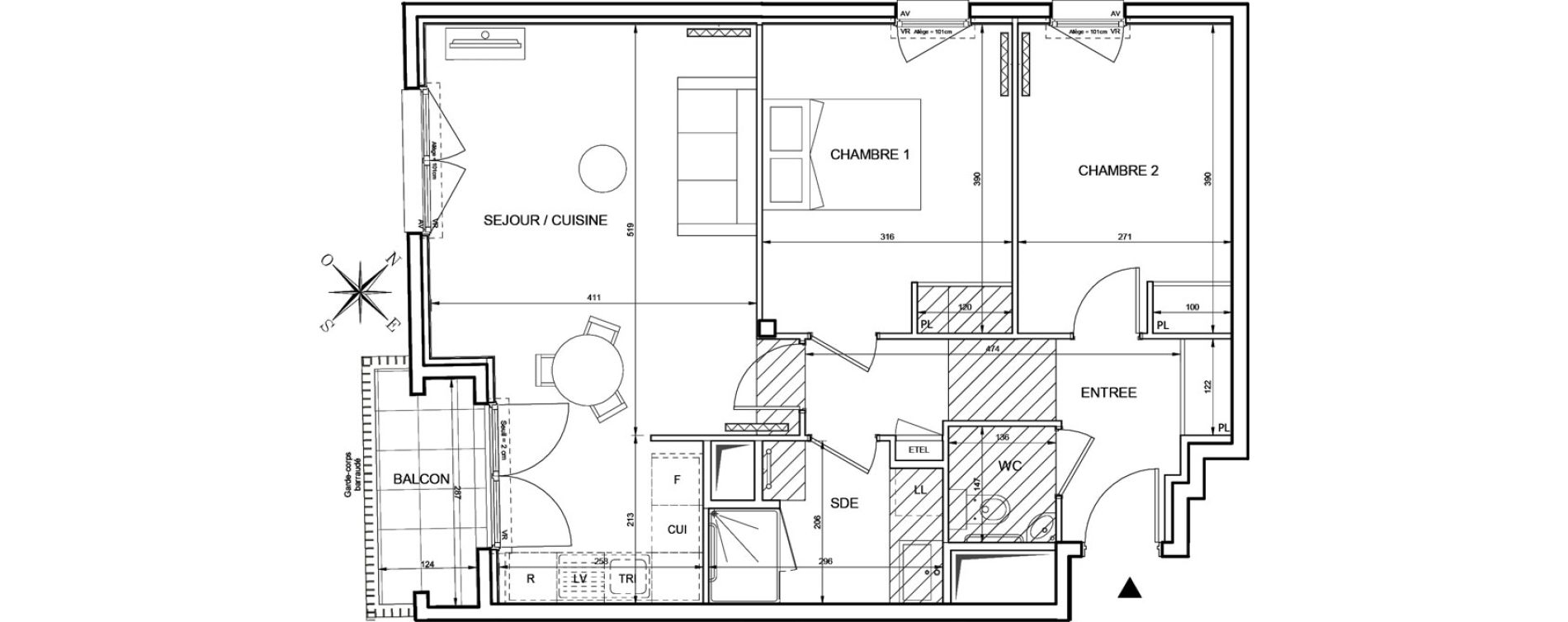 Appartement T3 de 65,04 m2 &agrave; Romainville Centre
