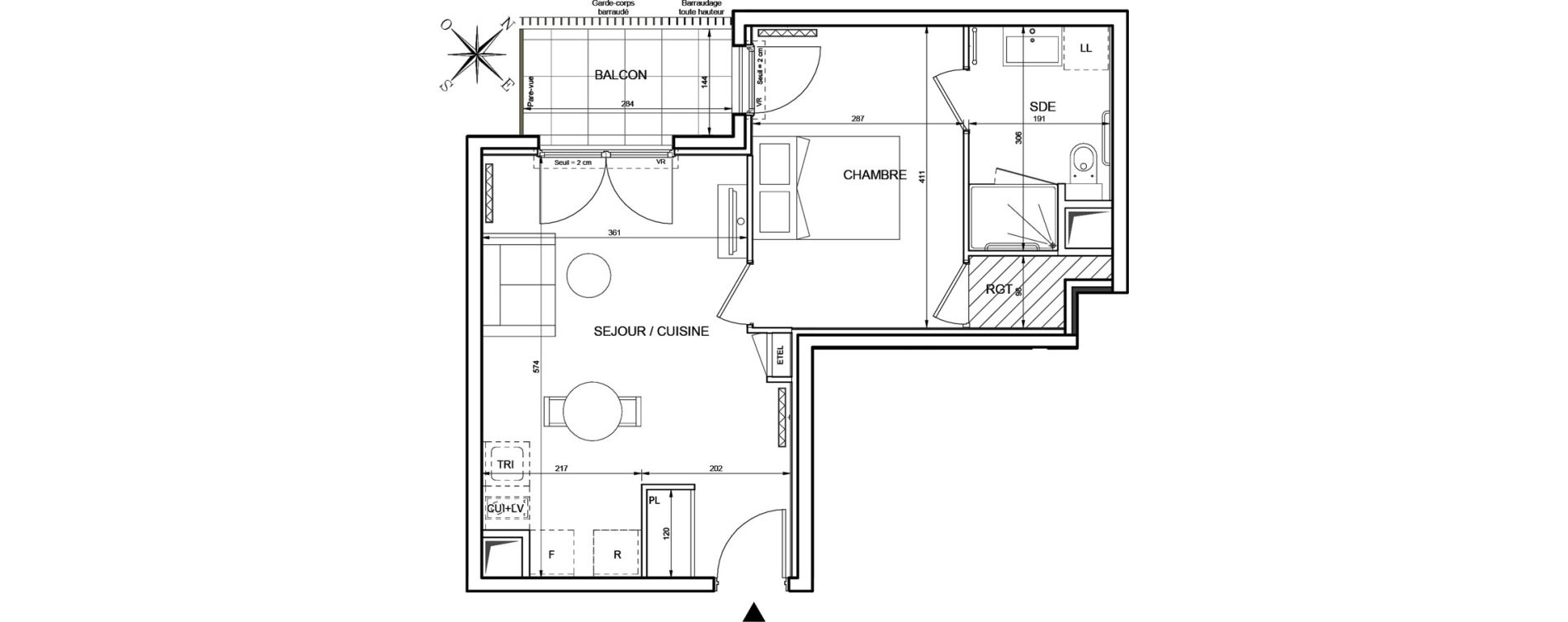 Appartement T2 de 40,62 m2 &agrave; Romainville Centre