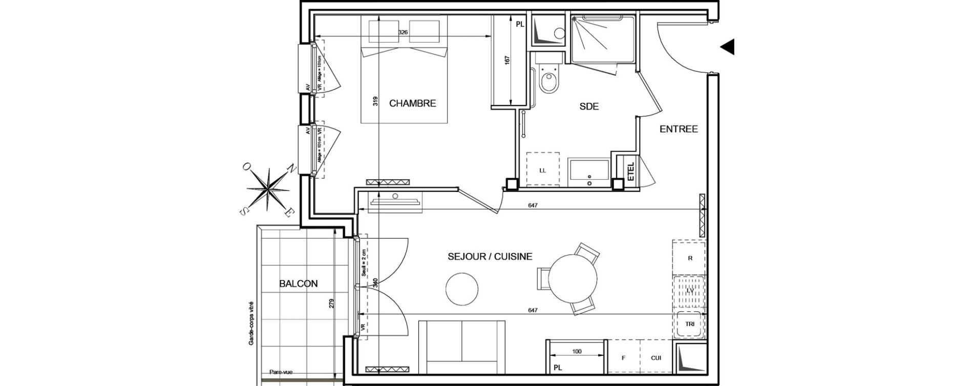 Appartement T2 de 43,73 m2 &agrave; Romainville Centre