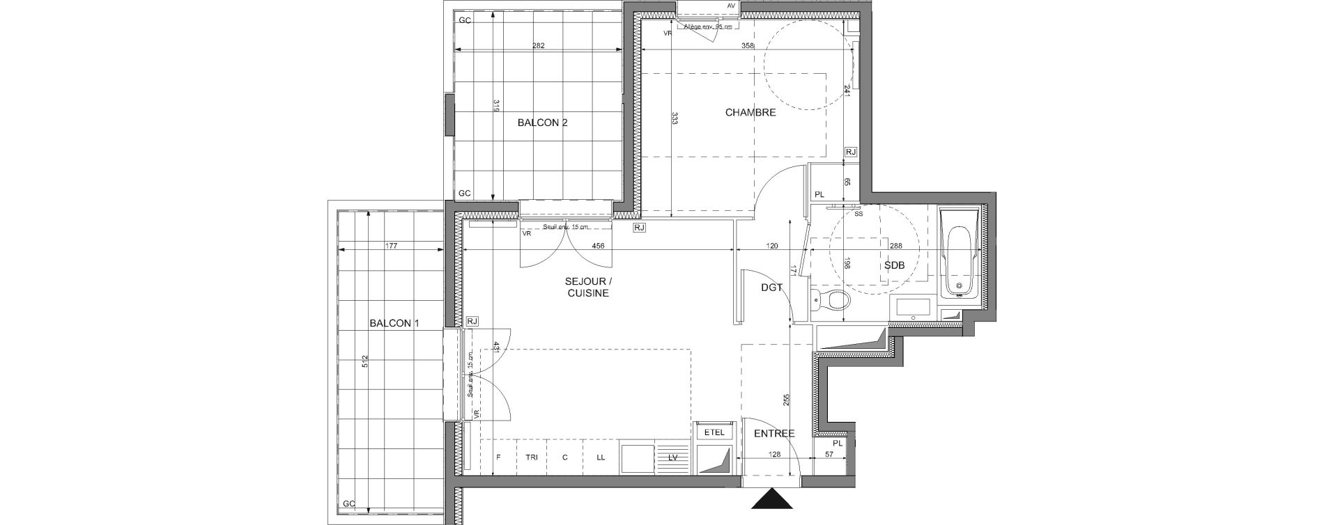 Appartement T2 de 42,26 m2 &agrave; Rosny-Sous-Bois Les coteaux beauclair