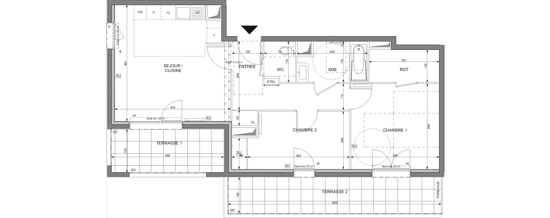 Appartement T3 de 64,21 m2 &agrave; Rosny-Sous-Bois Les coteaux beauclair