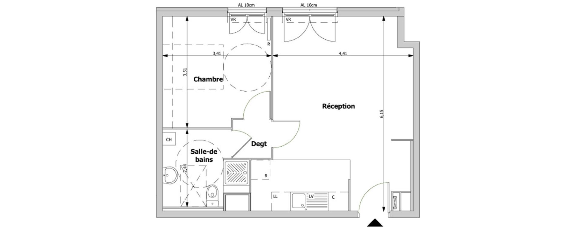Appartement T2 de 45,78 m2 &agrave; Rosny-Sous-Bois Centre