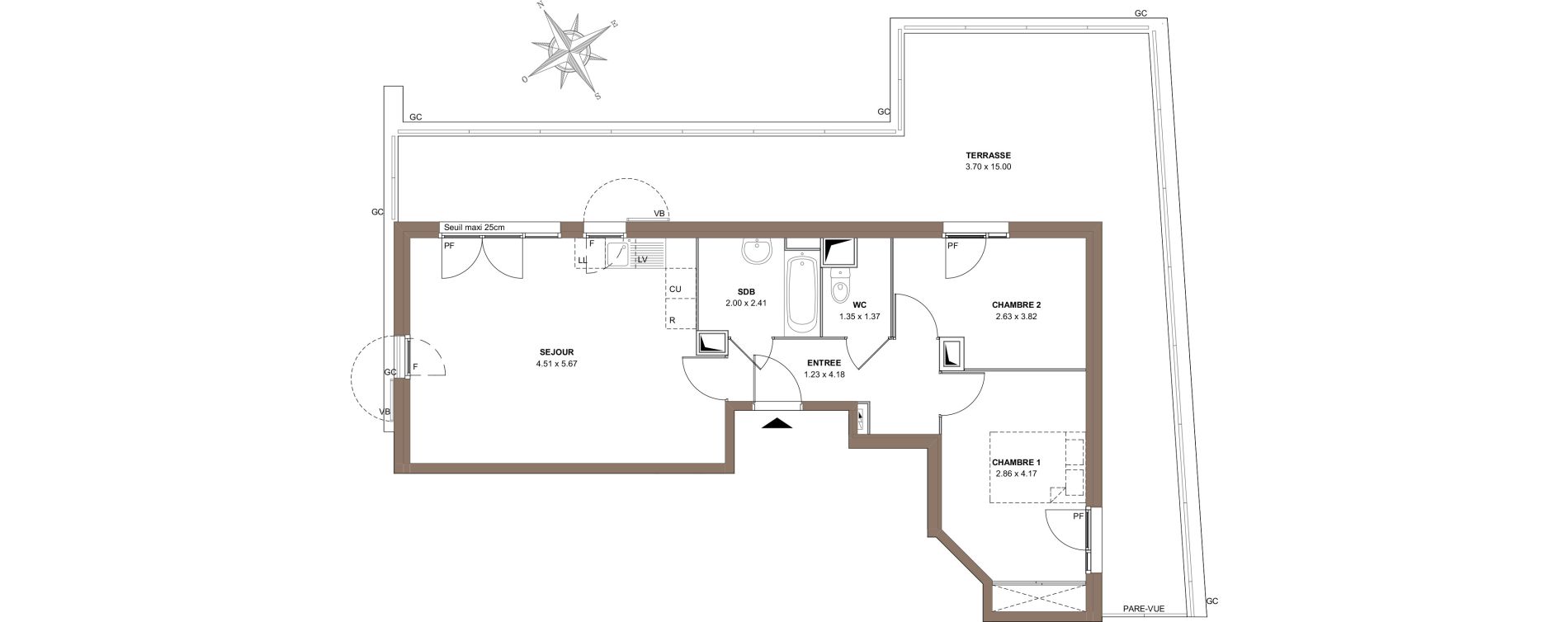 Appartement T3 de 61,34 m2 &agrave; Rosny-Sous-Bois Centre