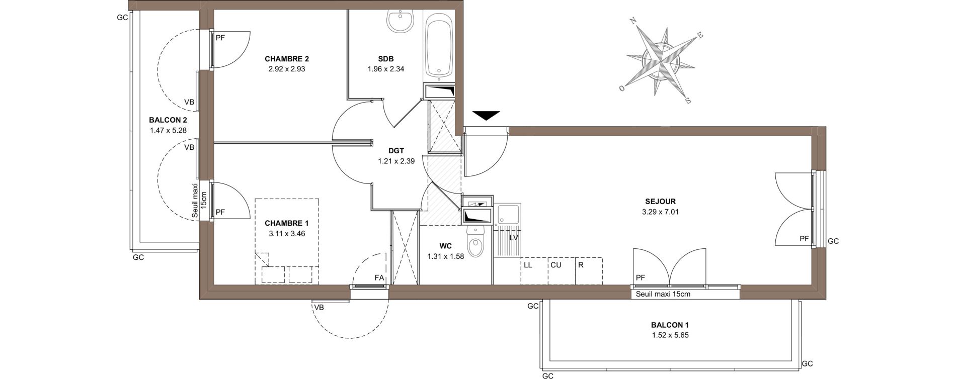 Appartement T3 de 56,62 m2 &agrave; Rosny-Sous-Bois Centre