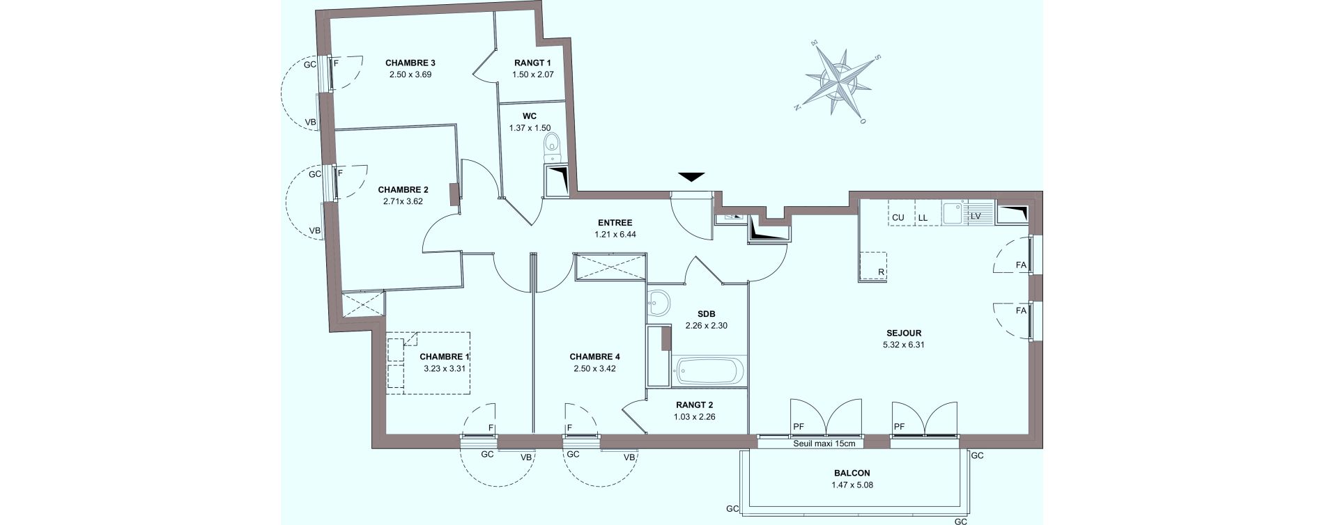 Appartement T5 de 95,80 m2 &agrave; Rosny-Sous-Bois Centre