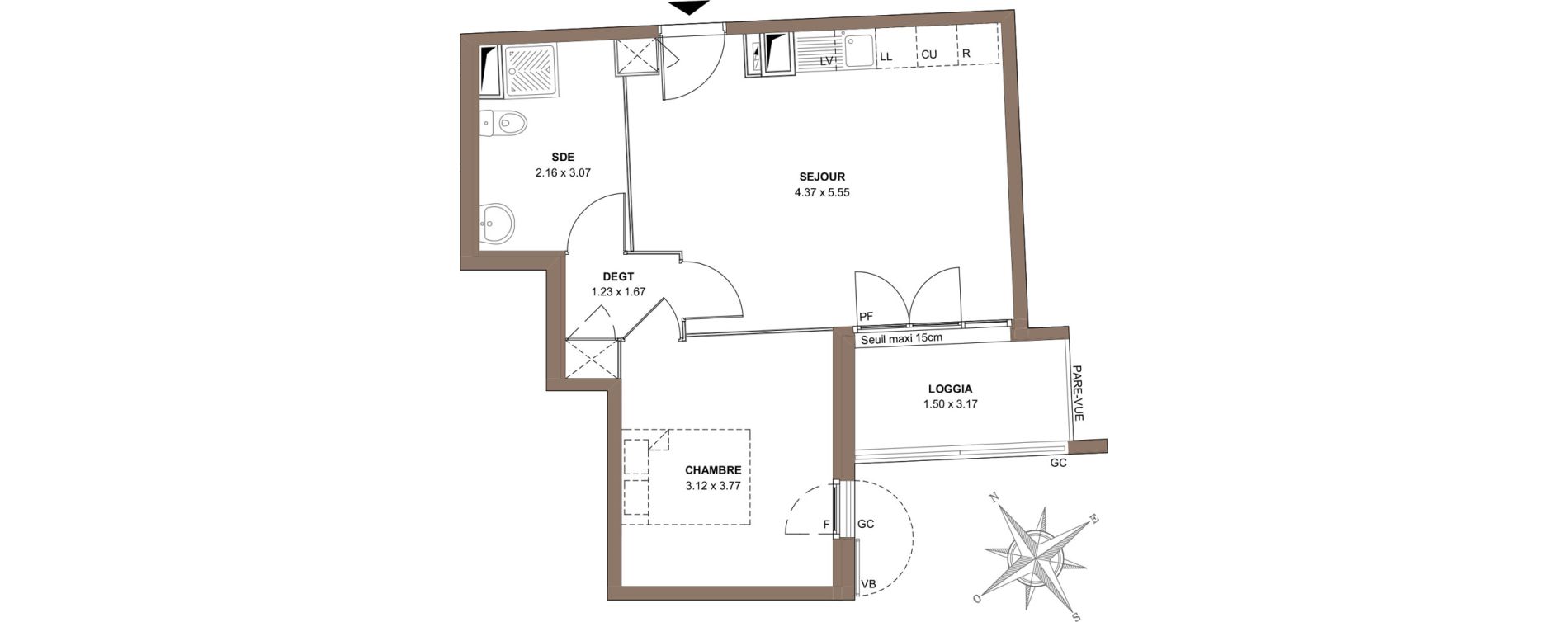 Appartement T2 de 43,31 m2 &agrave; Rosny-Sous-Bois Centre