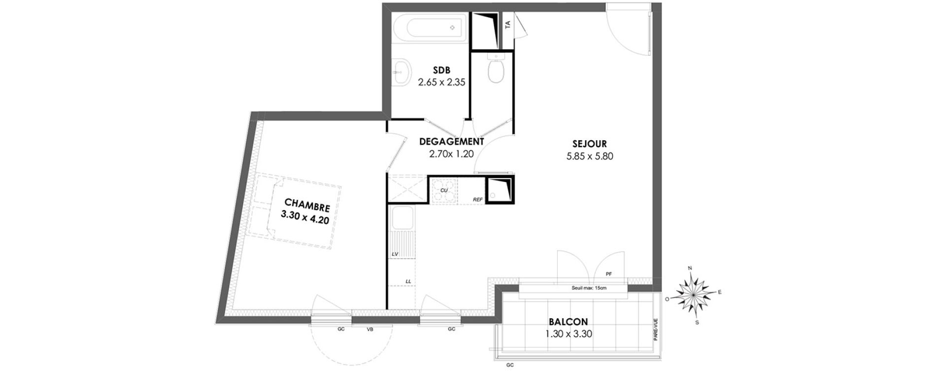 Appartement T2 de 46,50 m2 &agrave; Rosny-Sous-Bois Les coteaux beauclair