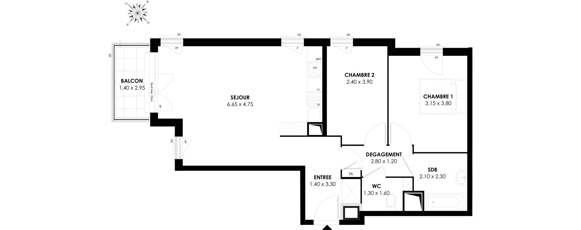 Appartement T3 de 64,27 m2 &agrave; Rosny-Sous-Bois Les coteaux beauclair