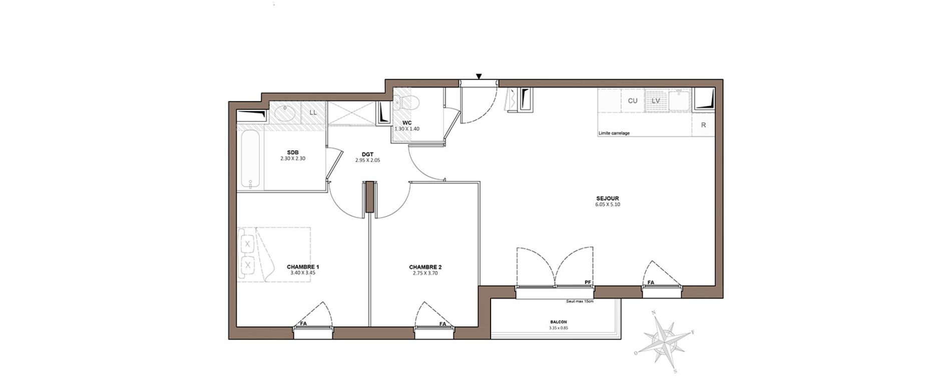 Appartement T3 de 65,39 m2 &agrave; Rosny-Sous-Bois Centre